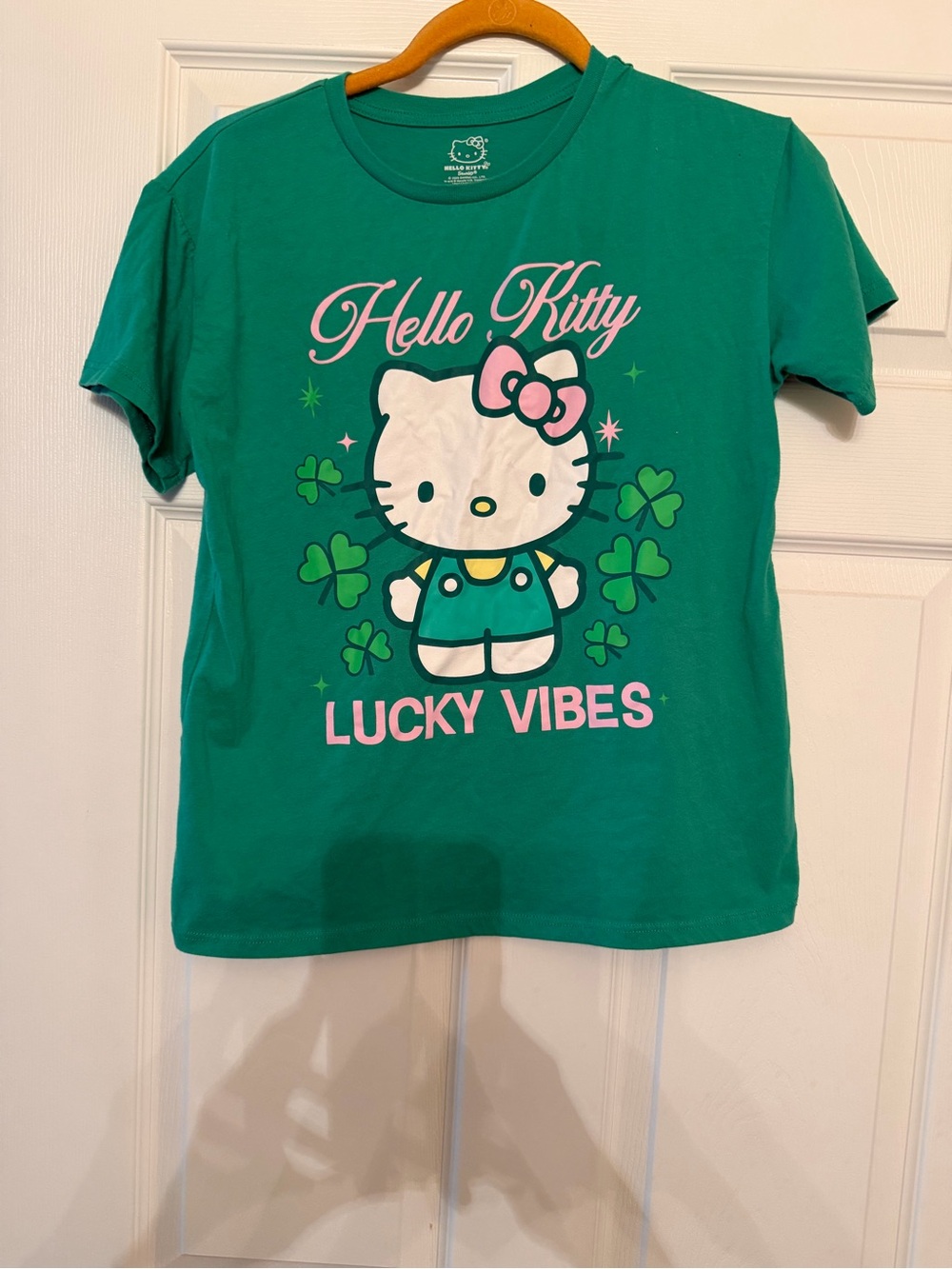 Hello Kitty Green Tee with Pink and White Graphic